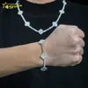 Élégant nouveau design de la mode de mode 925 Silver VVS Moisanite Diamond Iced Out Four Leaf Clover Tennis Chain Bracelet