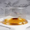 10Pcs Gold Plastic Cake Container with Clear Dome Lid Disposable Cake Display Containers Round Cake Boards Cake Diameter 6inch