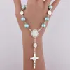 Bracelets Charm Baptism Rosary Faux Pearls for Cross Bracelet Baby Shower Party/Boda/regalo