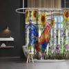 Shower Curtains Farmhouse Wood House Rooster Rustic Curtain Floral Farm Animal Cock Theme Bathroom Decor Sets With Hooks Waterproof