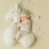 Djur nyfödda fotografier rekvisita plysch ponny enicorn docka posera kudde bakgrunder häst baby fotomat fotografi tillbehör pojke flicka