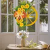 Decorative Flowers Spring Front Door Wreath Wooden Wheel Year For Window Porch