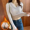 Winter Lace Thermal Tank Tops Women Soft Warm Thick Undershirt Stretch Velvet Thermal Vest Singlet Underwear with Bra Padded C31