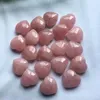 Dekorative Figuren 4 cm gute rosa handgeschnitzte natürliche Rosenquarzkristallherz für Dekoration Geschenk MJP