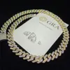 2024 Bijoux Hip Hop Silver Silver Moisanite Bracelet Cubain Bracelet 14 mm Two Tone Iced Out Diamond Gold Plated Cuban Link Chain