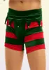 Sexe Set Men Christmas Underwear Striped Velvet Penis Pouch Boxer Shorts Elf Cosplay Fête Festival Rave Costume de fantaisie