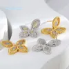 Femmes vintage Bijoux Tempérament de luxe Zircon Boucles d'oreilles de trèfle à quatre feuilles Palais Accessoires d'oreilles en or français