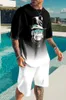 여름 비치 남자 티셔츠 세트 3D 프린팅 원숭이 스포츠웨어 플러스 크기 의류 거리 두 조각 O- 넥 티셔츠 반바지 세트