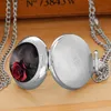 Pocket Montres Creative Retro Rose Romantic Quartz Pocket For Women Men Collier Silver Collier Pendre Unique Chaîne Gift Accessoires Y240410