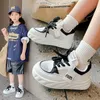 Sneakers 2024 Zomer Nieuwe kinderschoenen Koreaanse editie Girls Single Mesh Soft Sole Board Boys Casual Big Trend H240411