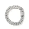 2024 à la mode 12 mm Moon Iced Out Baguette CZ Cubic Zirconia Miami Collier de bracelet cubain