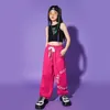 Kids Ballroom Tenues Hip Hop Vêtements Crop Crop Tank Vest Streetwear Panne de suintement rose pour fille Jazz Dance Costume Rave Vêtements