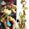 Mjuk giraff djurhandklockor skraller plysch spädbarn baby utveckling handtag leksaker heta försäljning med teether baby leksak för nyfödda