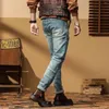 Mäns jeans 2024 Liten ben lapptäcke high-end mid rise smal fit casual byxor