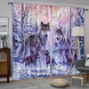 3D Printed Black Animal Snow Wolf Shading Blackout Window Curtain for the Living Children's Room Bedroom Hook Decorative