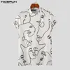 Summer Men Tam camiseta impressão de gola alta de gola alta de manga curta Tee masculina magra 2023 Streetwear casual elegante Camisetas S-5xl Incerun