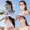 Bandanas Silk UV Sun Protection Mask Breathable Sports Scarf Soft Adjustable Anti Ultraviolet Thin For Summer Outdoor Activities