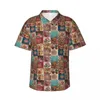 Herren lässige Hemden Hawaiian Hemd Urlaub Zigeuner Patchwork Print Blusen Blumen Retro männlich Kurzarm Harajuku Tops