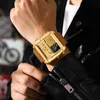 Muñecos de pulsera Poedagar Man de lujo Rectángulo impermeable Día luminoso Semana Men Wrist Digital Digital Mens es Quartz