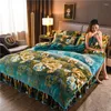 Bedding Sets Milk Gold Velvet Four-piece Set Of Falle Coral Bed Dress Double-sided Falete Linen