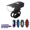 自転車ライト防水ブラックフロントレッドリアテールライトLED USBスタイル充電式またはバッテリースタイルの自転車サイクリングポータブルライト