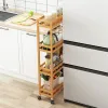 4-stufiger Slim Storage Cart Kitchen Organizer ausrutschen Sie Mobile Storage Cart Rolling Pantry Regal Küchenregale Utility Regale