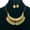 Ethnic Gypsy Tribal Boho Choker Necklaces For Women Vintage Statement Coin Tassel Rhinestone Necklace Earrings Jewelry Sets