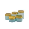 Förvaringsflaskor plast vid munnen kosmetisk grädde krukor ljus blå tom makeup containörer med aluminiumlock 100g 120g 150g 200g 250g