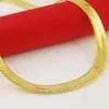 Thin Soft Herringbone Chain Necklace Pure Gold Color 18K Yellow Plated Punk Hip Hop Jewelry For Mens Boys 10mm 24 Chains265d