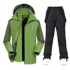 Giacca da sci e pantaloni uomini 3 in 1 Spessa vestito da sci caldo Abbigliamento da neve impermeabile invernale Ski snowboarding Jackets marchio