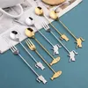 1 Pcs Creative Fish Cat Design Coffee Stirring Spoon Cute Stainless Steel Dessert Tea Spoon Home Kitchen Accessories