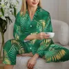 Home Vêtements Green Palm Leaf Pyjamas Lady Golden Jungle Imprimé belle pièce de nuit