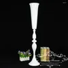 Feestdecoratie witte bloemenvaas voor bruiloft centerpieces tafel bloem elegant metalen trompet evenement decoratief rek