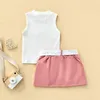 Kläder sätter barn flickor sommarkläder set baby fast färg ärmlös tank tops pocket mini kjol fanny pack barn 3pc outfit