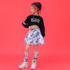 2023 Cheerleading Girls Street Dance Wear Black Crop Tops Tops Suit Childre