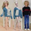 Para 1/6 de roupas de boneca BJD, suéter de malha casual para brinquedos de jeans para brinquedos de 30 cm de boneca