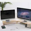 Dual Screen Desktop Computer Height Bracket Bamboo Desk with Extended Face Storage Rotatable Computer Table Design