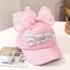 Summer Baby Girl Baseball Cap Large Bow Letter Peaked Hat for Toddler Solid Color Breathable Mesh Kids Sun Hats