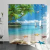 Ocean Beach Shower Curtains Island Sailboat zeester zeeschildpad vissen onder water landschap bad gordijn stoffen badkamer decor haken