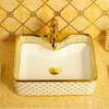 Keramische Waschbecken golden rechteckig Waschbecken Badezimmer Gerichte moderne Küchenmöbel Einfache Badezimmerschalter Becken