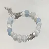 Bangle Harajuku Pentagram Pearl Beaded Bracelets For Women Aesthetic Cute Star Blue Glass Ball Y2k Jewelry Gifts