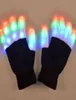 LED Rave Flashing Gloves Glow 7 Mode Light Up Finger Tip Lighting Pain Black New Y2201051774310