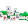 Sıcak Mahjong Seti 39 40 42mm Yeşil Beyaz Akrilik Ev Elle Damalı Mahjong Fayans Zarif Ahşap Kutu 144pcs Mahjong Oyunu MJ11