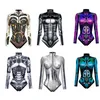 3D Digital Print Robot Punk Armour Zentai Jumpsuit BriefScosplay Fantasia feminina Feminino Feminino de Zíper Bodysuit Party Halloween