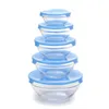 Bowls 5pcs Glass Mixing Bowl Set Retain Freshness With PP Cover Each