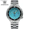 Wristwatches Steeldive SD1975 Candy Color Dial Ceramic bezel 30ATM 300m Waterproof Stainless Steel NH35 Tuna Mens Dive Automatic