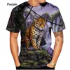 Mäns 3D Fire Tiger Printing Short Sleeve T-shirt Summer Hot Style Loose and Bekväm stora mäns 2023