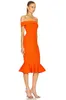 Casual jurken Orange Slash Neck Strapless Bodaycon Kindage Mouwloze Mermaid Dress Women Elegant Celebrity Evening Party Groothandel