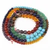Vraies perles de pierre naturelles Turquoise Tiger Eye Lapis Lazuli Round Loosed Perles pour bijoux Making DIY Chakra Bracelet 6/8/10mm 15 ''