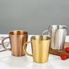 Mokken 300 ml dubbele laag waterbeker Home Dining Drinkware 304 Roestvrij stalen bier Goud Gold Sliver Coffee met handvat